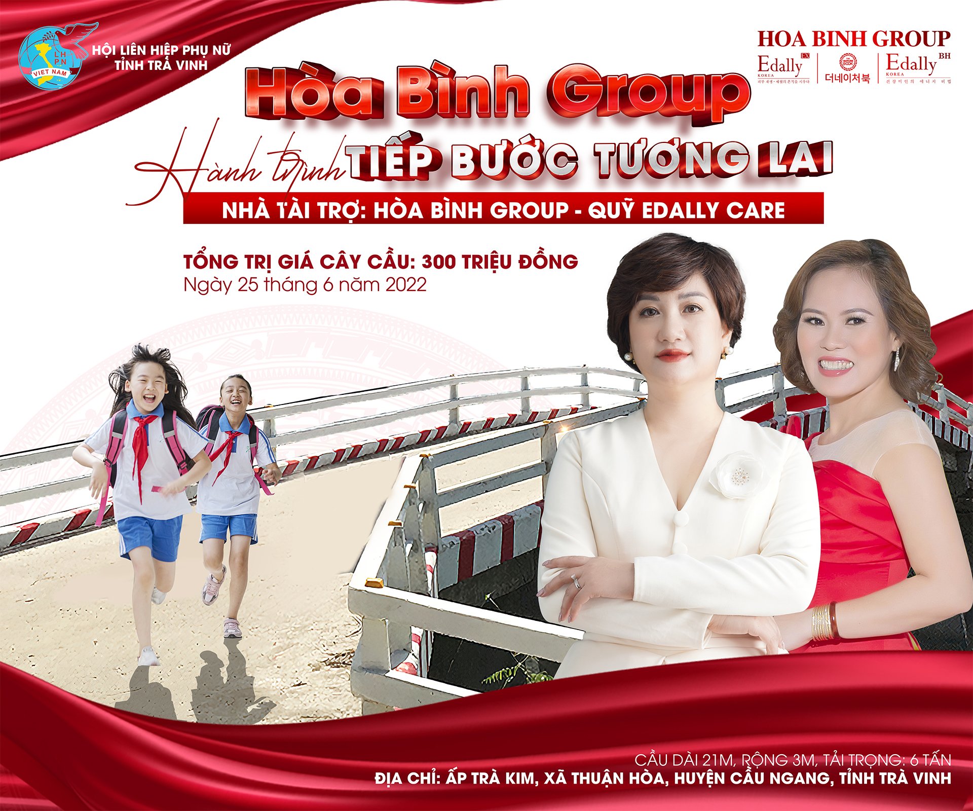 CHỦ TỊCH HÒA BÌNH GROUP TÀI TRỢ 300 TRIỆU ĐỒNG XÂY CẦU TẠI TRÀ VINH - NGUYỆN VỌNG 30 NĂM CỦA NGƯỜI DÂN ĐỊA PHƯƠNG NAY ĐÃ THÀNH HIỆN THỰC